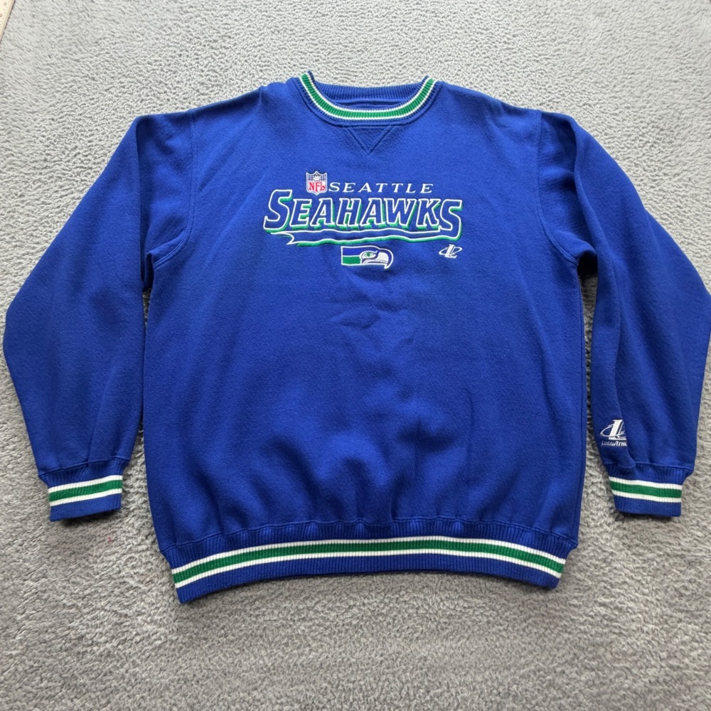 Logo Athletic Sweatshirt Mens XL Blue NFL Seattle Seahawks Vintage Rare